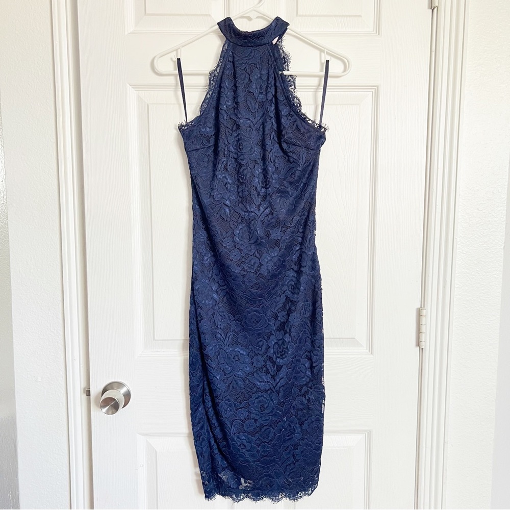 NWT Pink Boutique  | Navy Halter Lace MIDI Dress